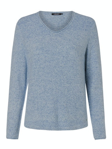 Boho Vibes Long Sleeve Pullover - Smoky Blue Melange