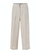 City Safari Linen Culotte Crop Trouser - Light Sand