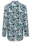 Long Sleeve Woven Blouse - Aqua Crystal