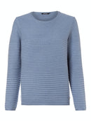 Ros Plain Ribbed Round Neck Jumper - Smoky Blue Melange