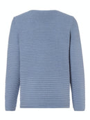 Ros Plain Ribbed Round Neck Jumper - Smoky Blue Melange