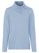 Foldover Neck Jumper - Light Blue