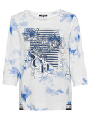 Long Sleeves Print Jumper - Cornflower Blue