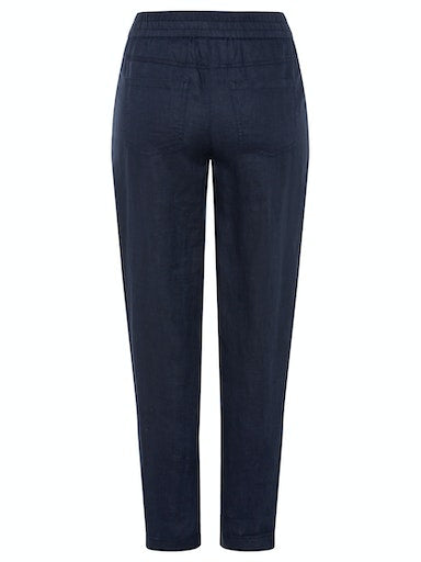 Cropped Casual Trousers - Ink Blue
