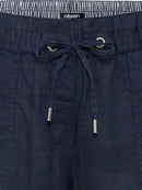 Cropped Casual Trousers - Ink Blue