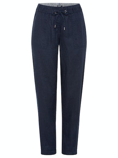 Cropped Casual Trousers - Ink Blue