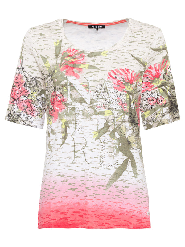 Short Sleeve Print T-Shirt - Raspberry