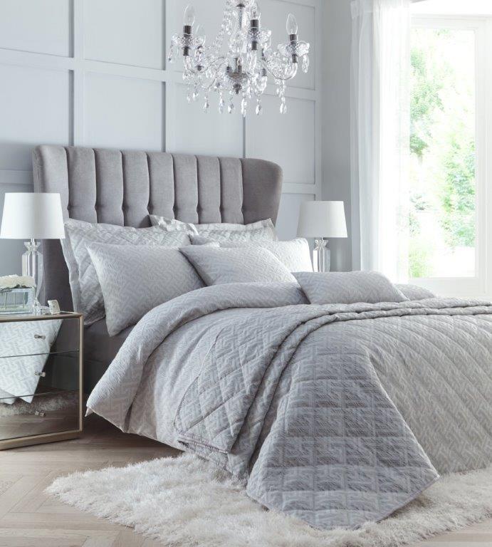 Olympia Duvet Cover Set - Silver