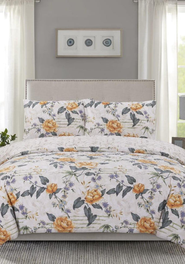 Oriental Floral Duvet Cover Set - Multipatterned