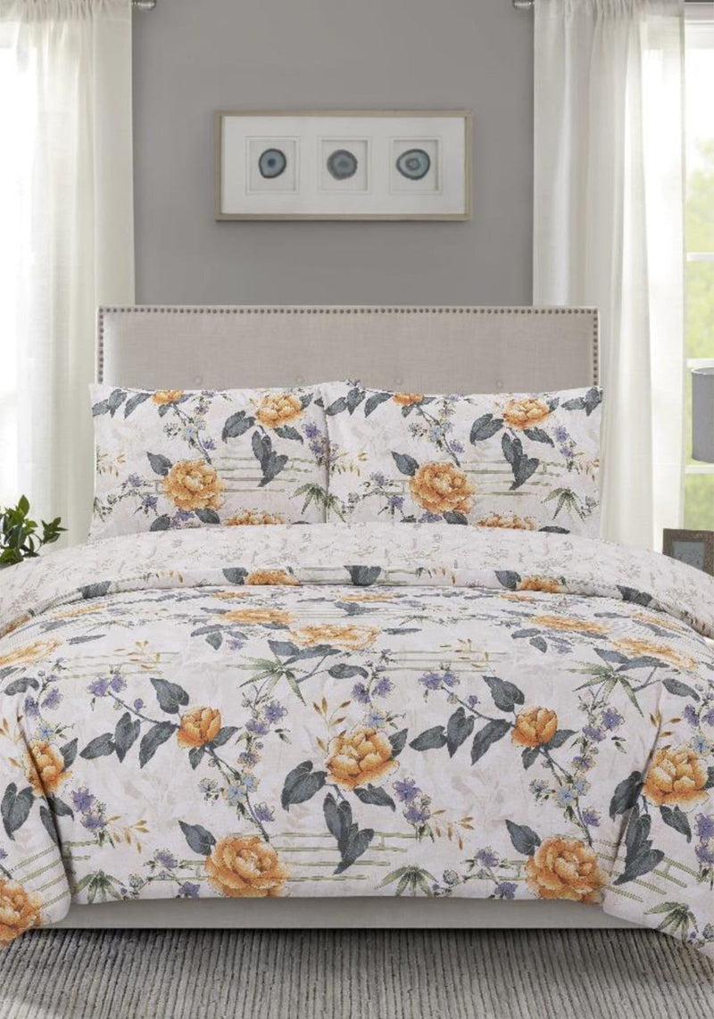 Oriental Floral Duvet Cover Set - Multipatterned