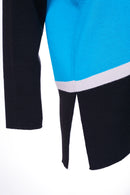 Colour Block V Neck Jumper - Turquoise/black