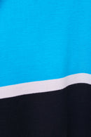Colour Block V Neck Jumper - Turquoise/black