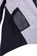 Square Print V Neck Top - Black/grey