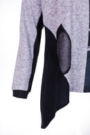 Square Print V Neck Top - Black/grey