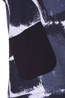 Square Print Round Neck Top - Black/grey