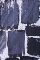 Square Print Round Neck Top - Black/grey