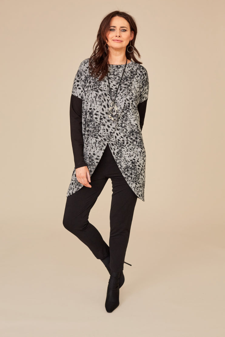 Animal Cut Away Top - Black/silver