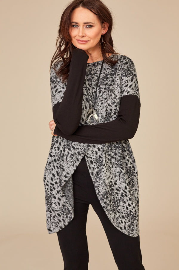Animal Cut Away Top - Black/silver