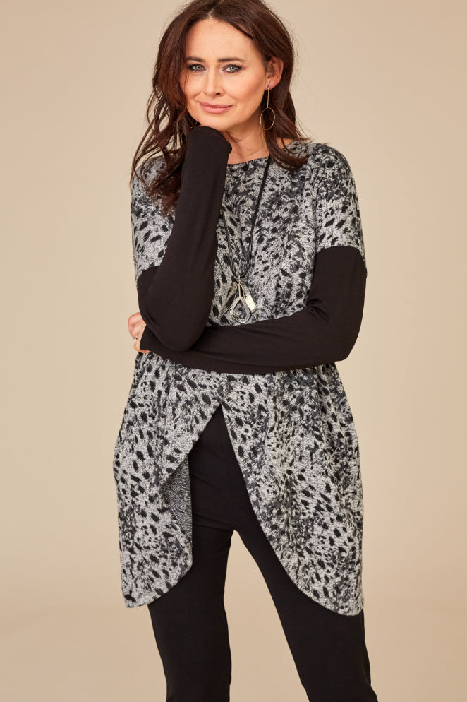 Animal Cut Away Top - Black/silver