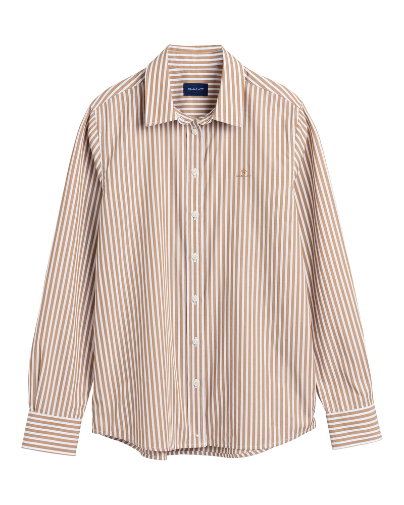 Broadcloth Striped Shirt - Warm Khaki