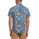 Floral Print Short Sleeve Shirt with Face Mask - Copen Blue