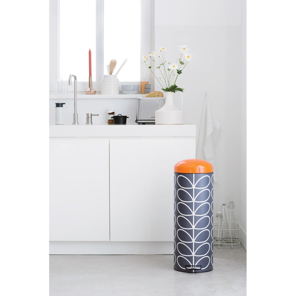 Orla Kiely Retro Slimline Bin 20 Litre Charcoal