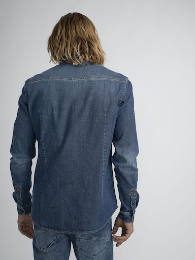 Long Sleeve Denim Shirt - Dark Indigo