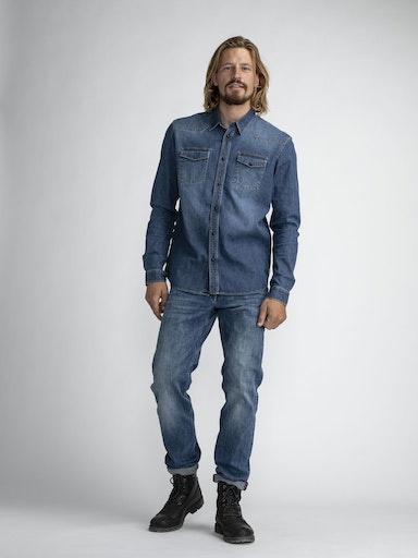 Long Sleeve Denim Shirt - Dark Indigo