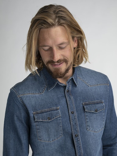 Long Sleeve Denim Shirt - Dark Indigo