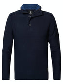 3 Button Knit - Dark Sapphire