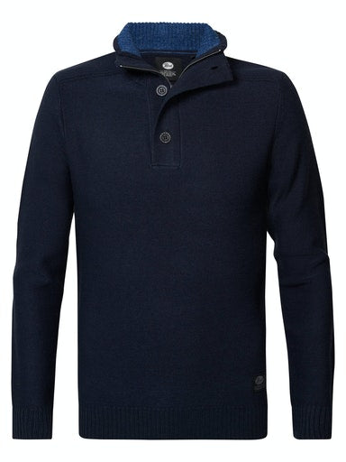 3 Button Knit - Dark Sapphire
