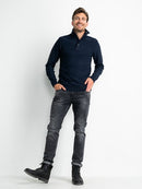 3 Button Knit - Dark Sapphire