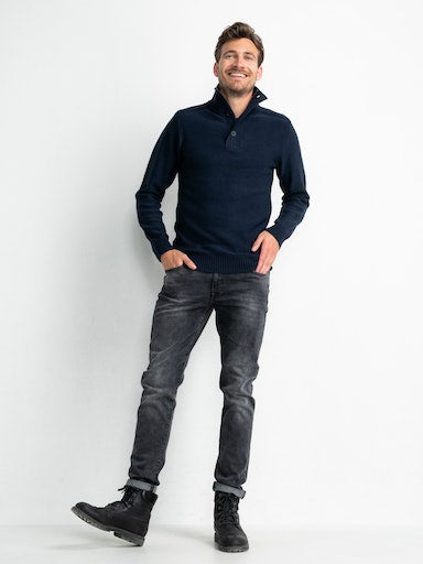 3 Button Knit - Dark Sapphire