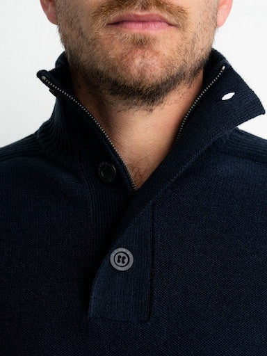 3 Button Knit - Dark Sapphire