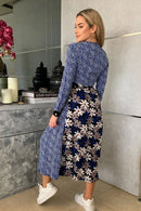 Kinsley Long Sleeve Wrap Dress - Blue