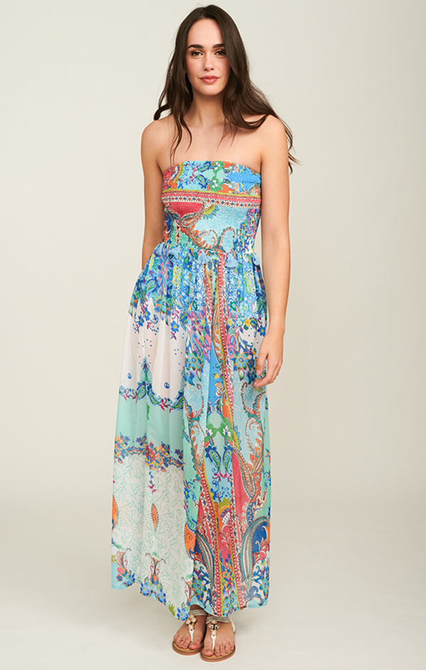 Cancun Strapless Maxi Dress - Multi-coloured