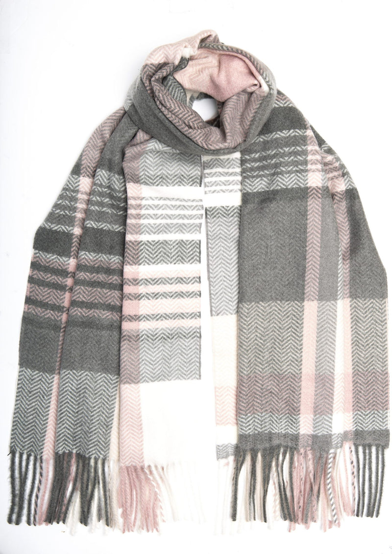 Woven Scarf - Grey/pink