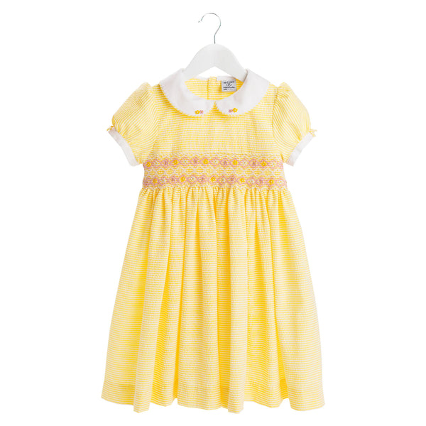 Poppy Hand Smocked Dress - Yellow