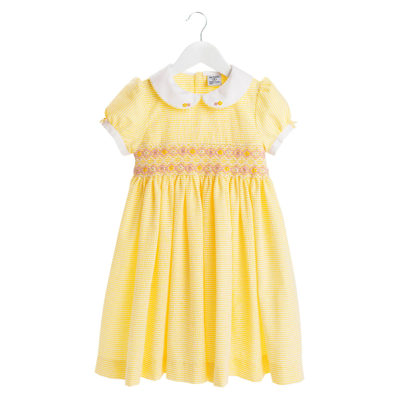 Poppy Hand Smocked Dress - Yellow
