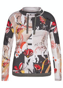 Lovely Print Sweatshirt With Drawstring - Chalk