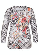 Lovely Print 3/4 Sleeve Round Neck - Chalk