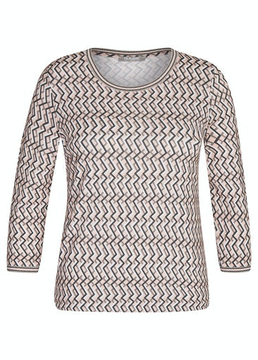 3/4 Sleeve Print Top - Soft Pink