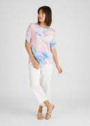 Cuba Round Neck Print T-Shirt - Raspberry