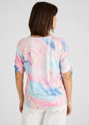 Cuba Round Neck Print T-Shirt - Raspberry