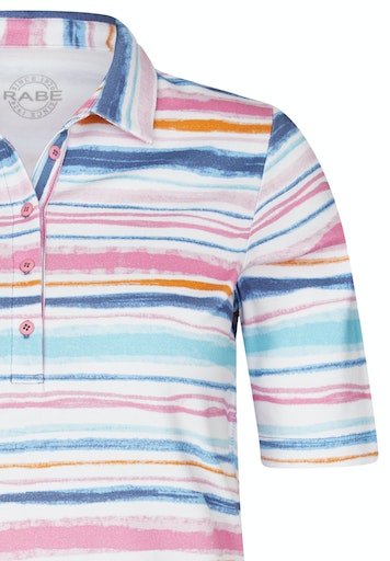 Cuba Stripe Polo Shirt - Raspberry