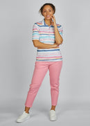 Cuba Stripe Polo Shirt - Raspberry