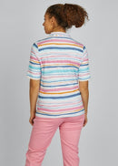 Cuba Stripe Polo Shirt - Raspberry