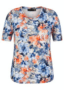 All Over Floral Print T-shirt - Soft Blue