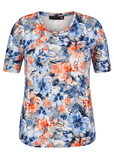 All Over Floral Print T-shirt - Soft Blue