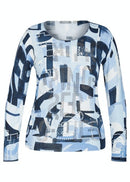Elements Round Neck Print Jumper - Ice Blue
